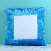 Blue Square Fur Pillow