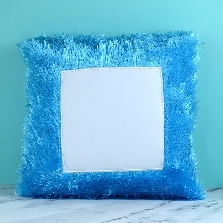 Blue Square Fur Pillow