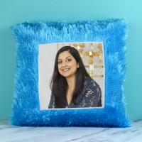 Personalized Blue Fur Pillow