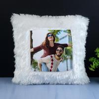 Personalized White Fur Pillow