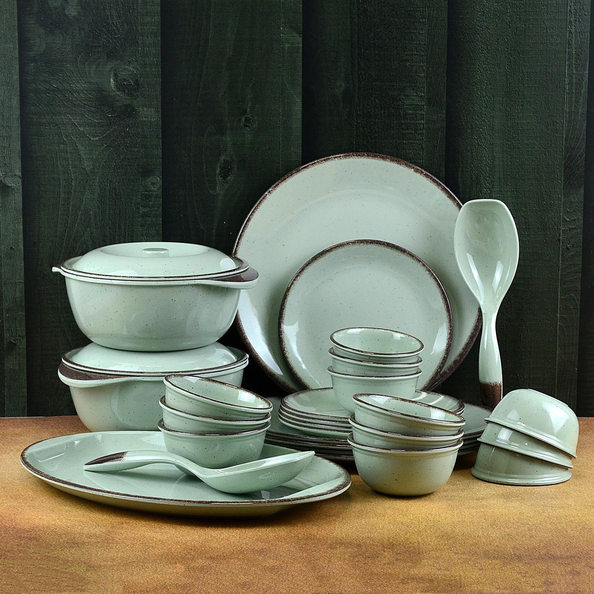 Mint Green Melamine Dinner Set 31pc Kitchen Tableware Gifts