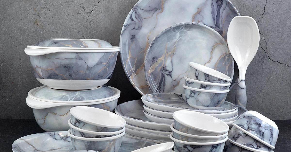 Marble Dinner Set Grey And White White Marble Dinner Set Marble
