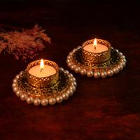 Golden Tealight Candle Holder Set