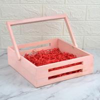 Pink Square Wooden Basket