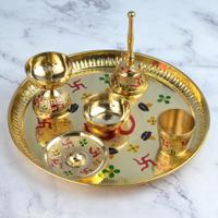 Gold Brass Pooja Thali