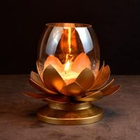 Golden Glass Lotus Candle Holder