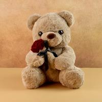 Brown Teddy with Red Rose