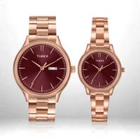 TIMEX Unisex Rose Gold Pair Watch