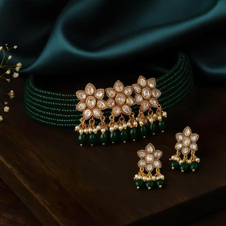 Elegant Green Choker Beads Necklace