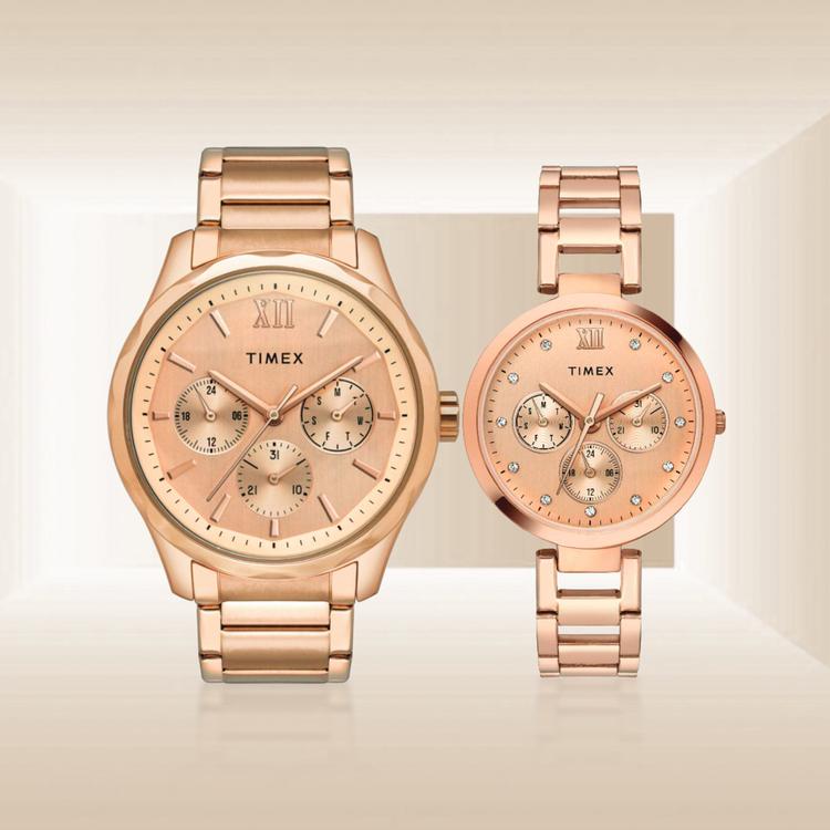 TIMEX Rose Gold Couple Watch Set