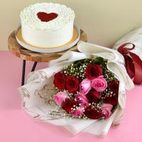 Hues of Love Bouquet & Cake Combo