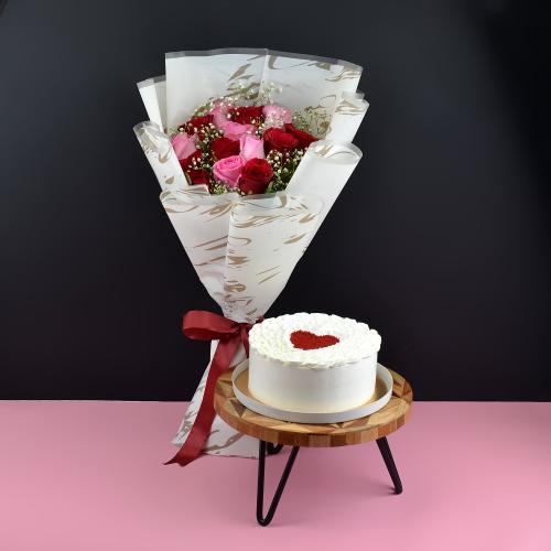 Hues of Love Bouquet & Cake Combo