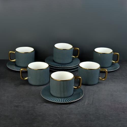 Fluted Grey Cup & Saucer Set