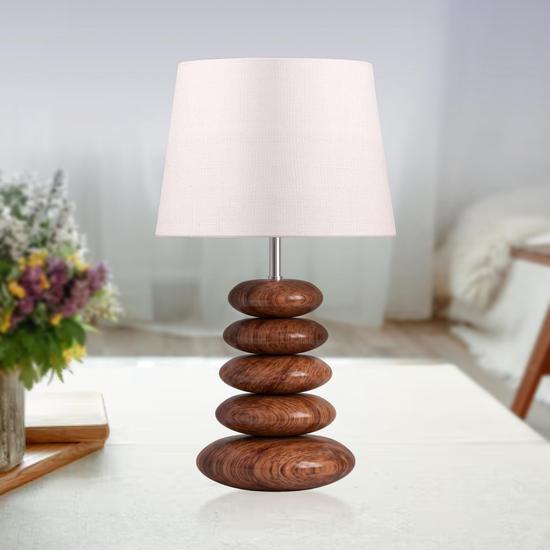 Wood Pebble Table Lamp