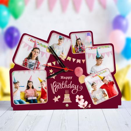 Birthday Multi Photo Frame Clock