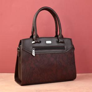 Floral Designer Brown Handbag