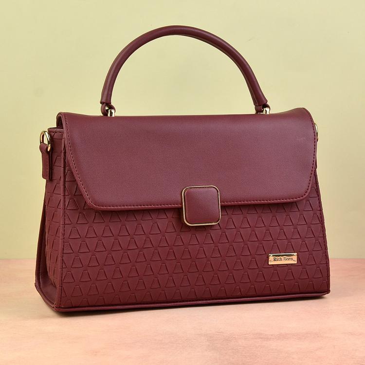 Textured Maroon Handbag