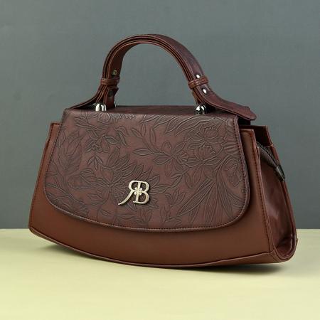 Floral Motif Brown Handbag