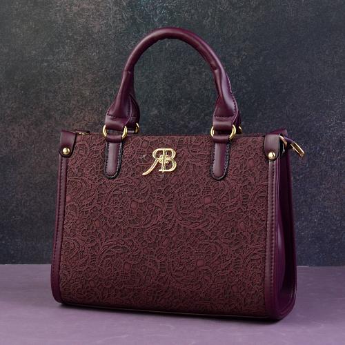Maroon Lace Handbag