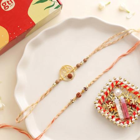 Om Rudraksh Rakhi Set