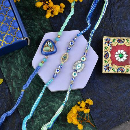 Blue Aura Rakhi Set