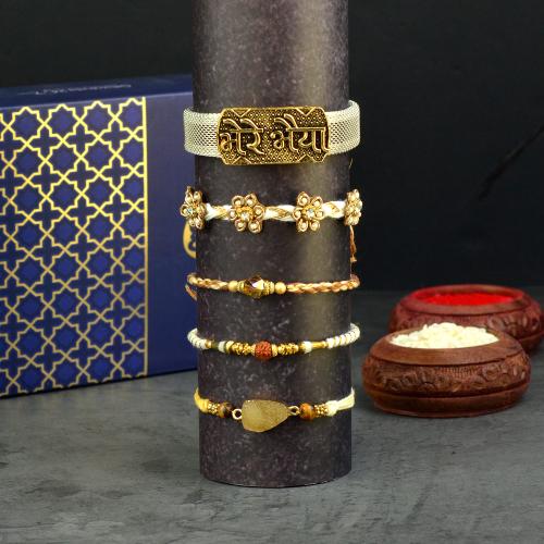 Stylish Golden Rakhi Set