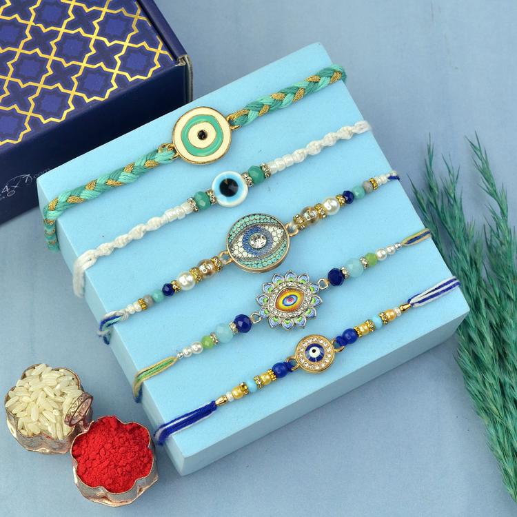 Unique Evil Eye Rakhi Set
