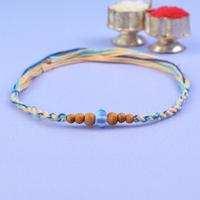 Translucent Blue Bead Dori Rakhi 