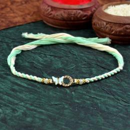 Iridescent Teal Butterfly Rakhi 