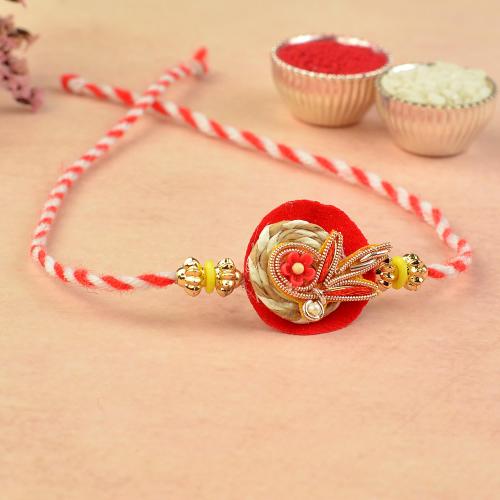 Warm Tone Velvet Zardosi Rakhi