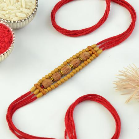 Three Lines Wooden Beads Rakhi