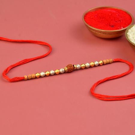 Rudraksh with Metallic Beads Rakhi