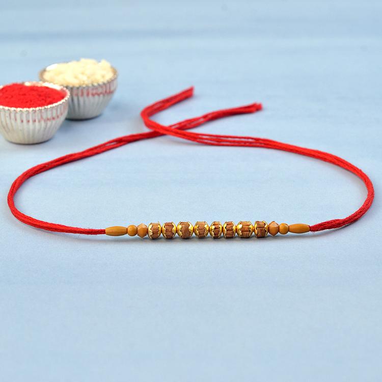 Mini Wooden Beads Dori Rakhi