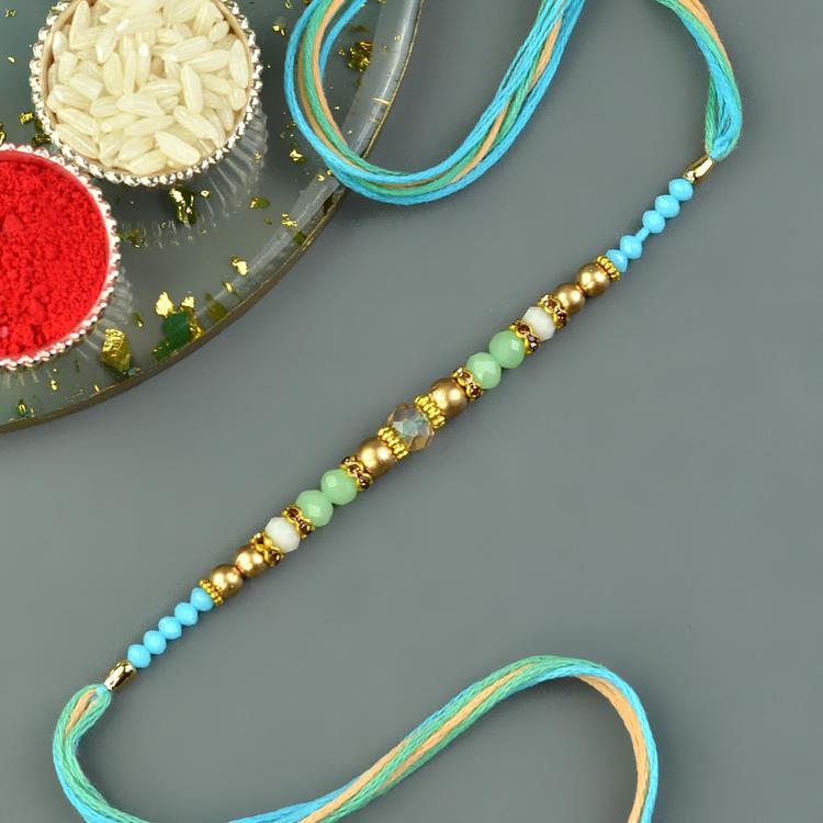Aqua Tone Beads Dori Rakhi