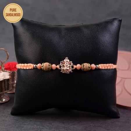Rose Gold Ganesh Peach Rakhi