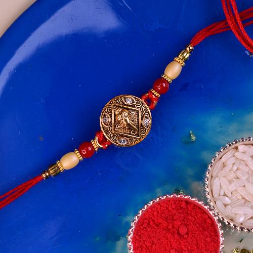 Copper Shield Ganesh Head Rakhi