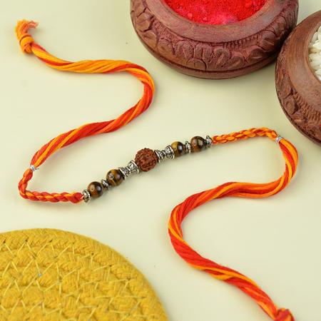 Tiger Eye Mouli Rudraksh Rakhi