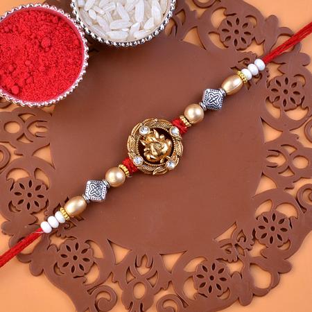 Ganesh in a Leafy Circle Rakhi