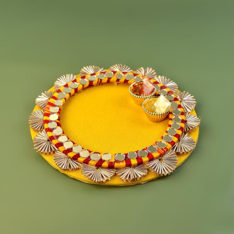 Decorative Round Yellow Thali