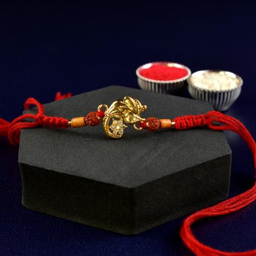 Floral Stones Side Ganesh Rakhi