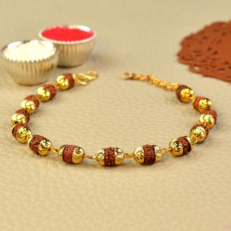 Natural Rudraksh Gold Bracelet