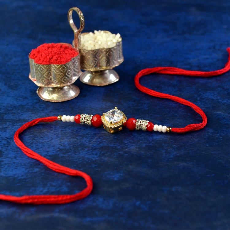 Sparkling Square Solitaire Rakhi