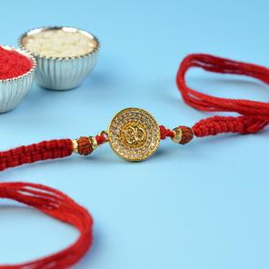 Gold Stones Disc Om Rakhi