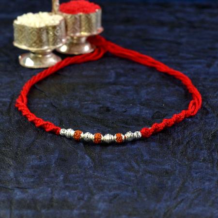Silvery Rudraksh Dori Rakhi