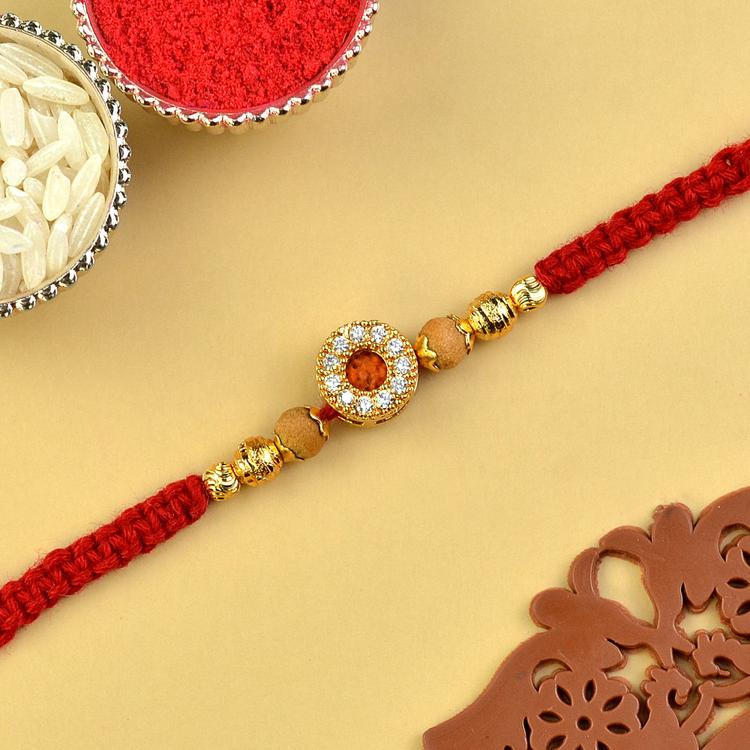 Mini Rudraksh Stones Ring Rakhi