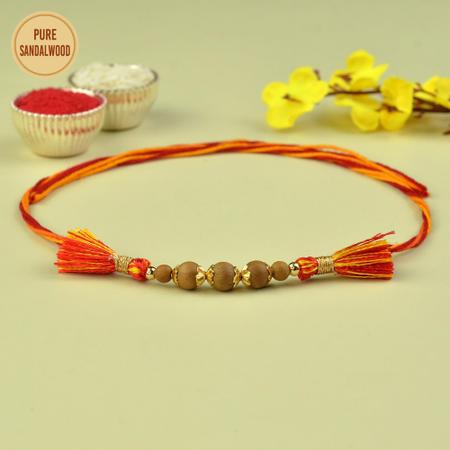 Five Pure Sandalwood Beads Rakhi
