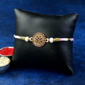 Calming Pink n White Stones Rakhi