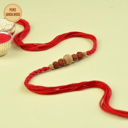 Wooden Beads Mini Rudraksh Rakhi