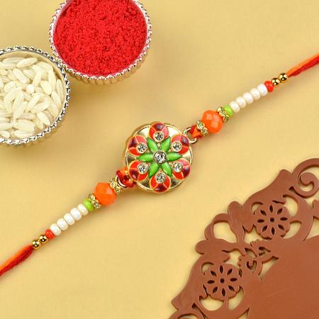 Green n Red Printed Medallion Rakhi
