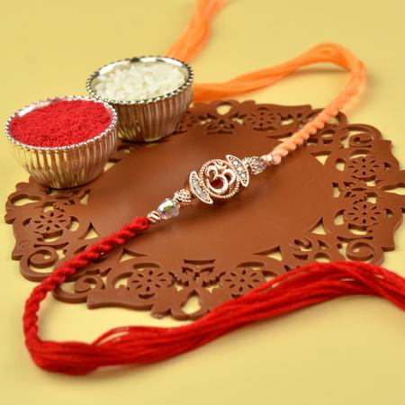 Om - Rose Gold Ring Rakhi